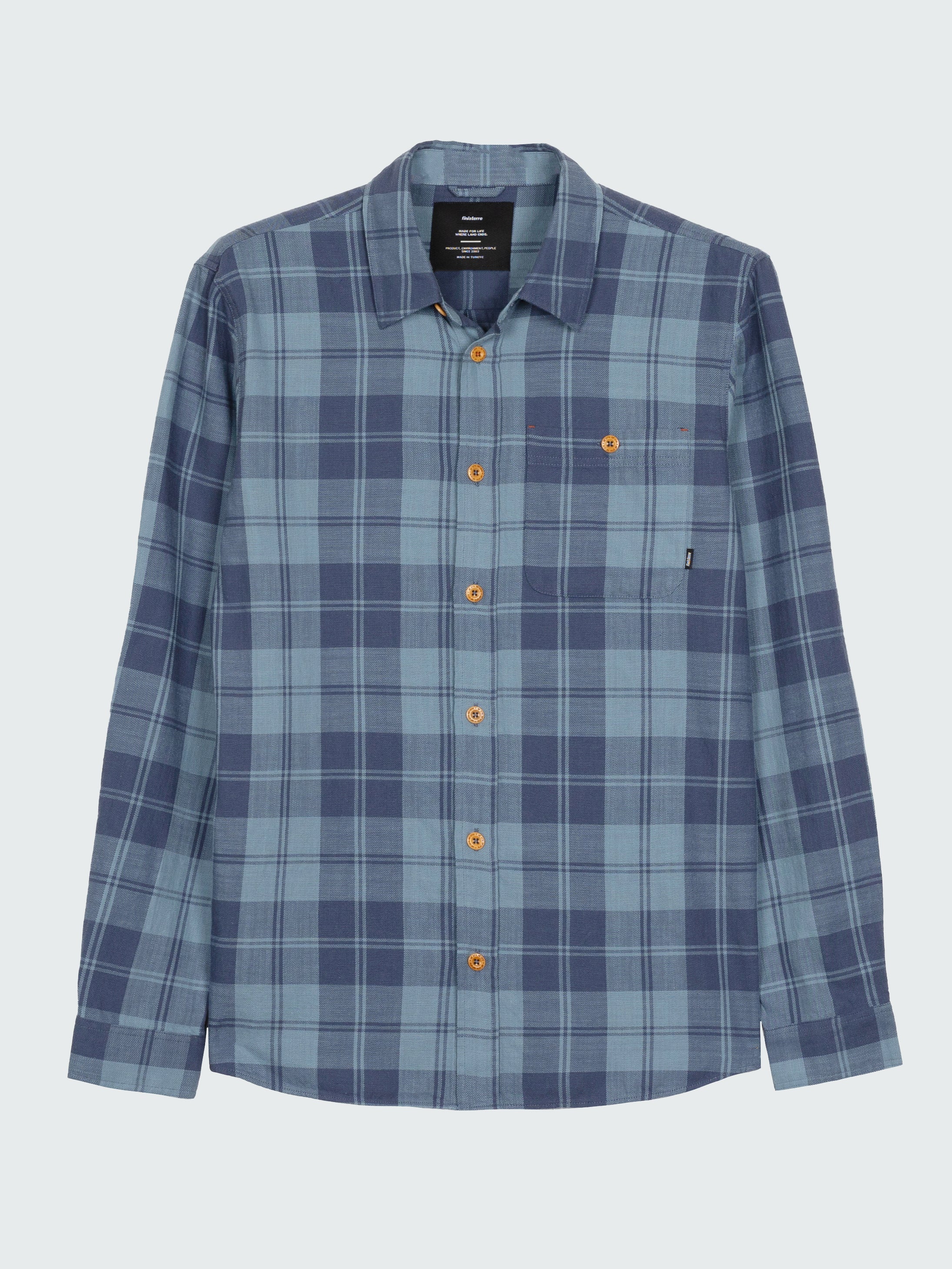 Men's Organic Cotton Shirt in Blue Check - Cardew | Finisterre