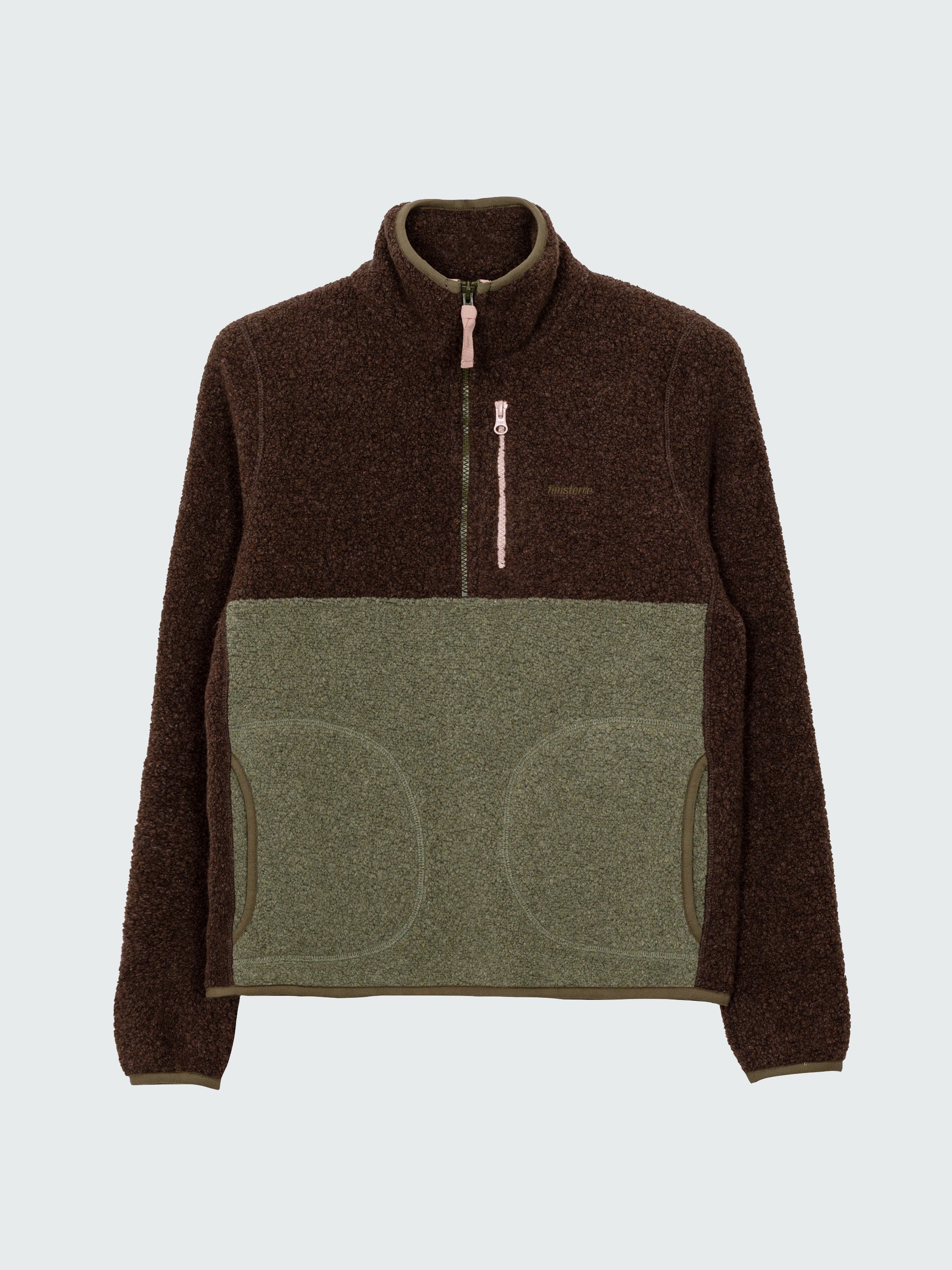 Women's Hegen 1/4 Zip Fleece in Willow Green/Seal Brown Finisterre