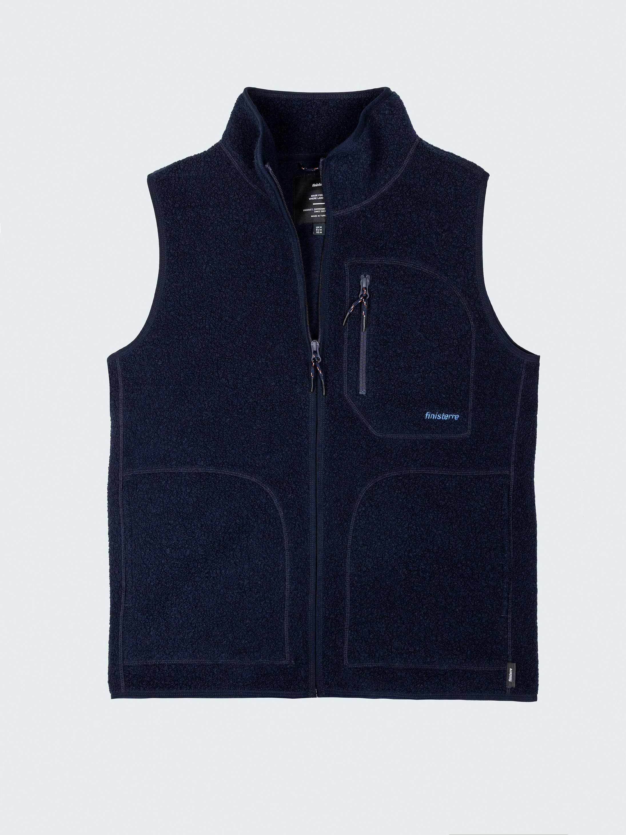 Men's Recycled Fleece Gilet in Navy - Portell | Finisterre