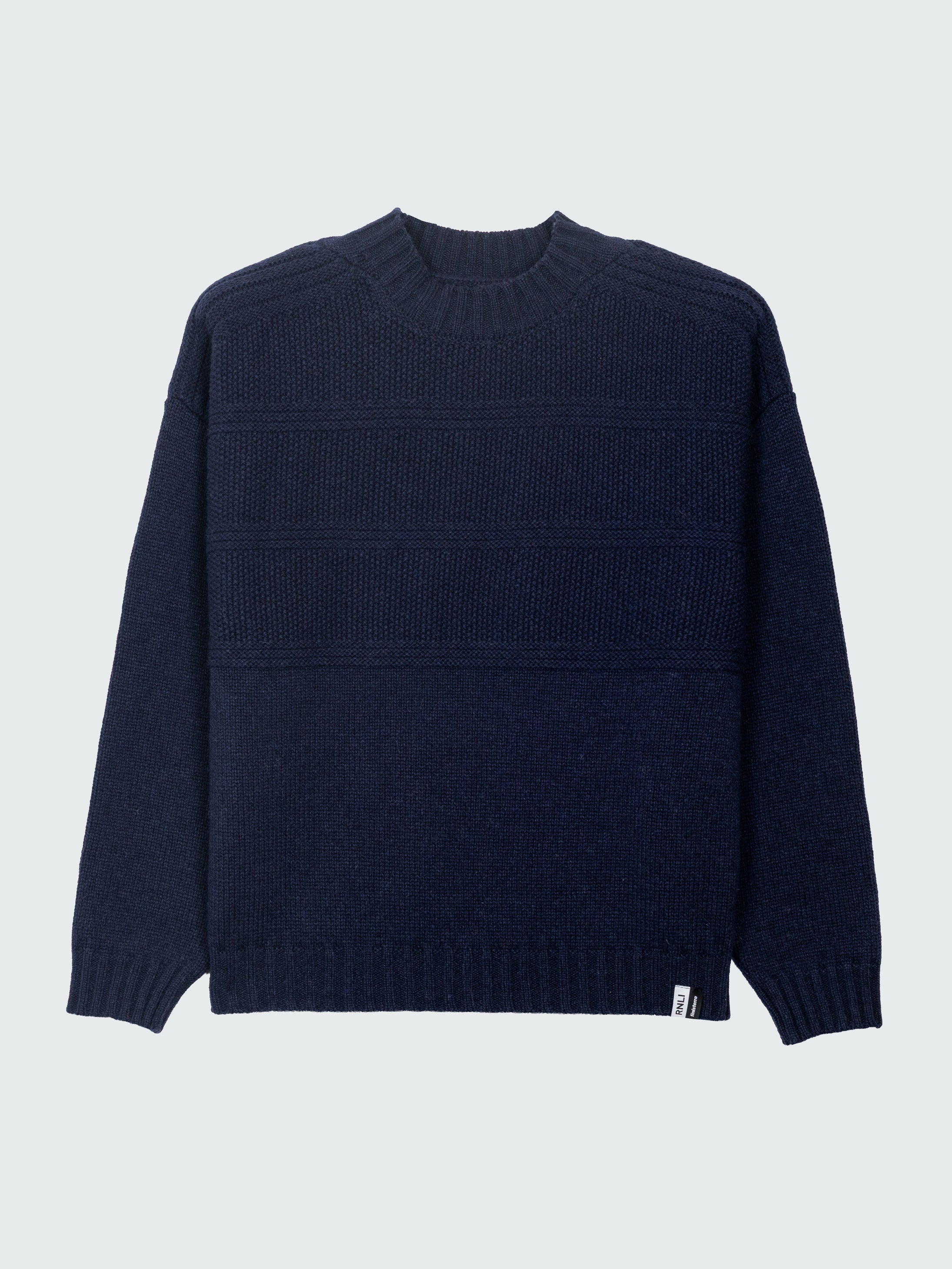 Women's Recycled Wool Sweater in Navy - RNLI Polperro | Finisterre