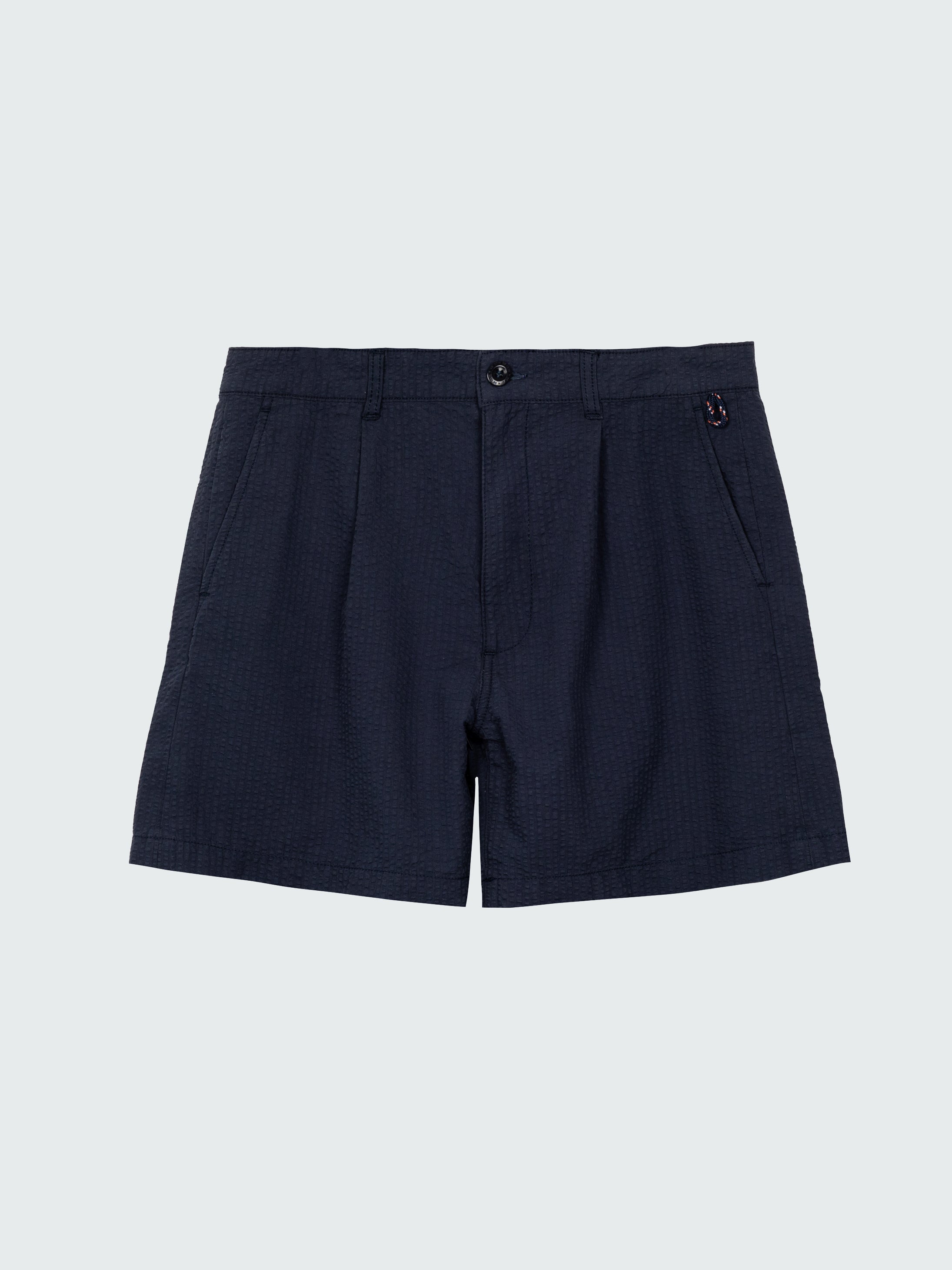 Men's Organic Cotton Seersucker Short in Navy - Portside | Finisterre