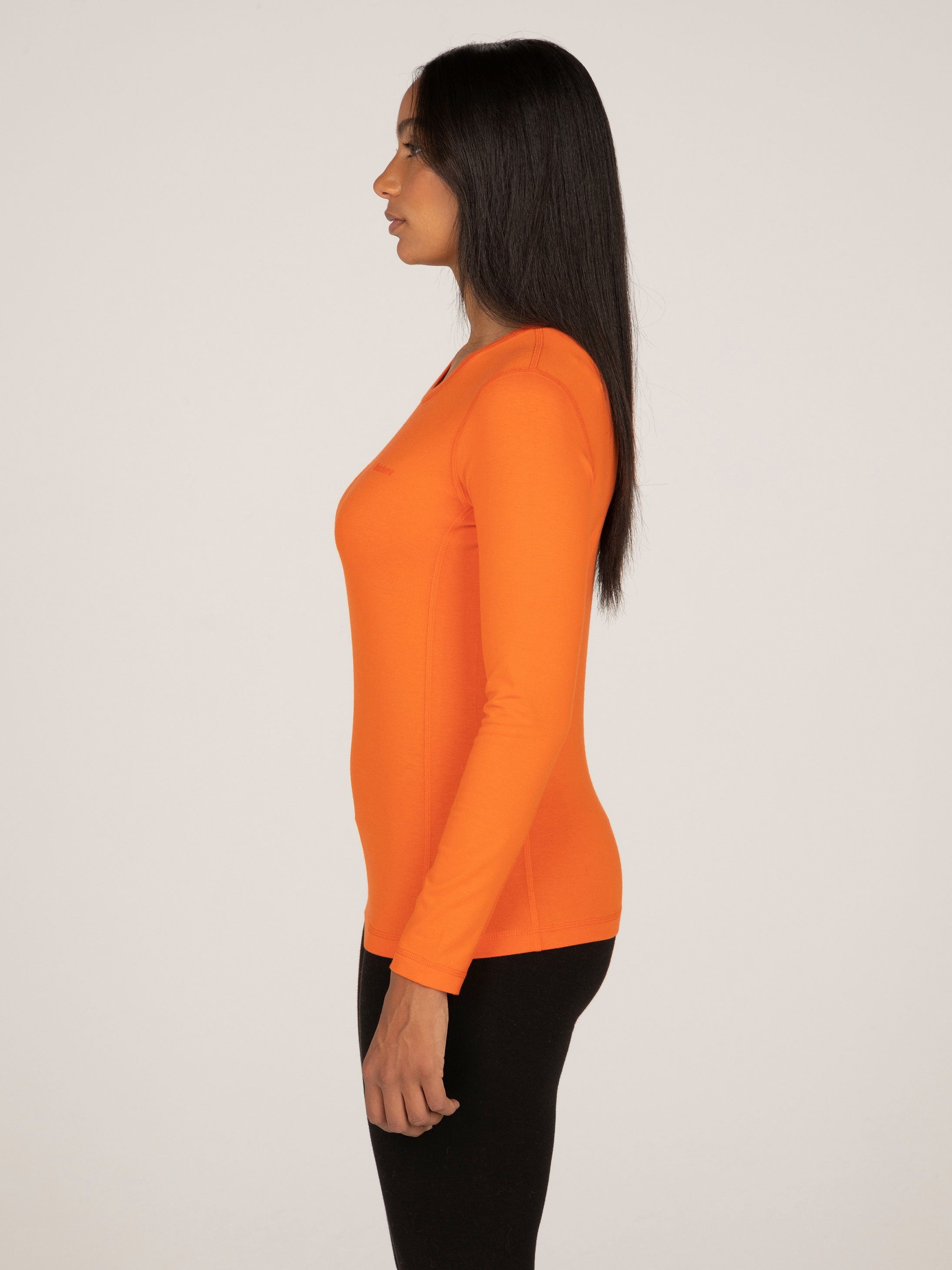 Women's Vela Bamboo Long Sleeve Base Layer in Tigerlily | Finisterre