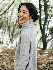 Women's Farne Roll Neck Knit Jumper in Oatmeal Grey