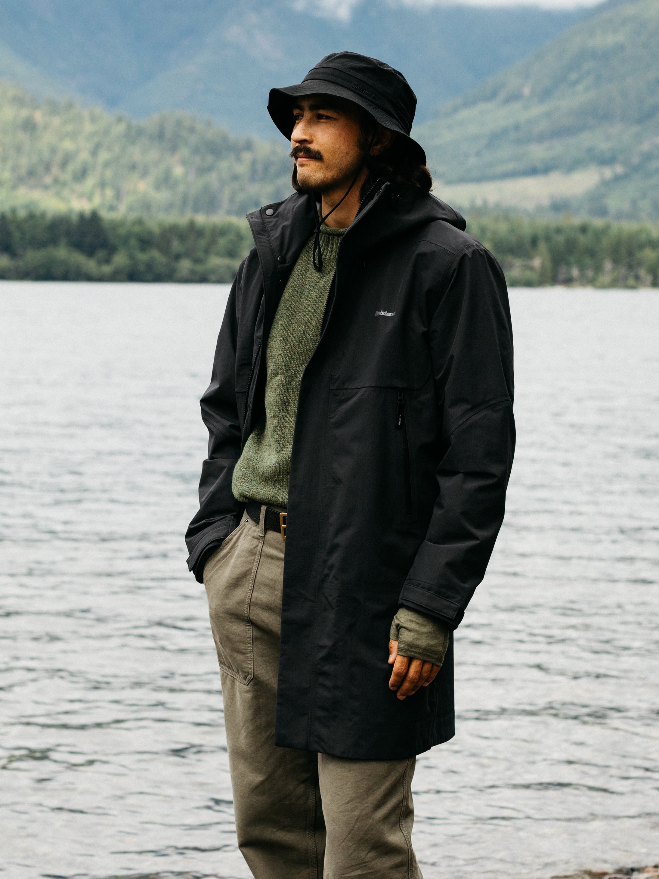 Men's Recycled Longline Waterproof in Black | Finisterre