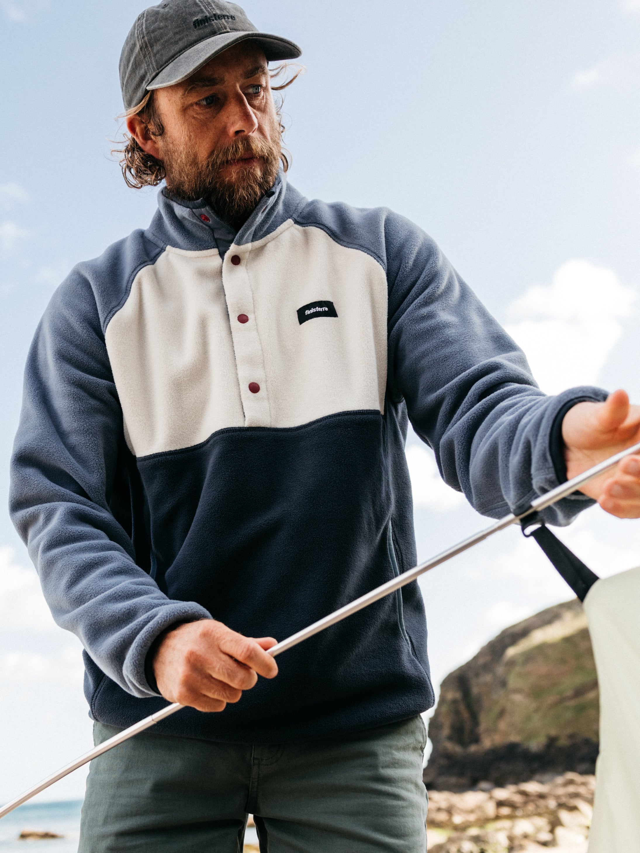 Men's Recycled 1/4 Fleece in Navy/Whitewater/Ozone Blue - Axiom