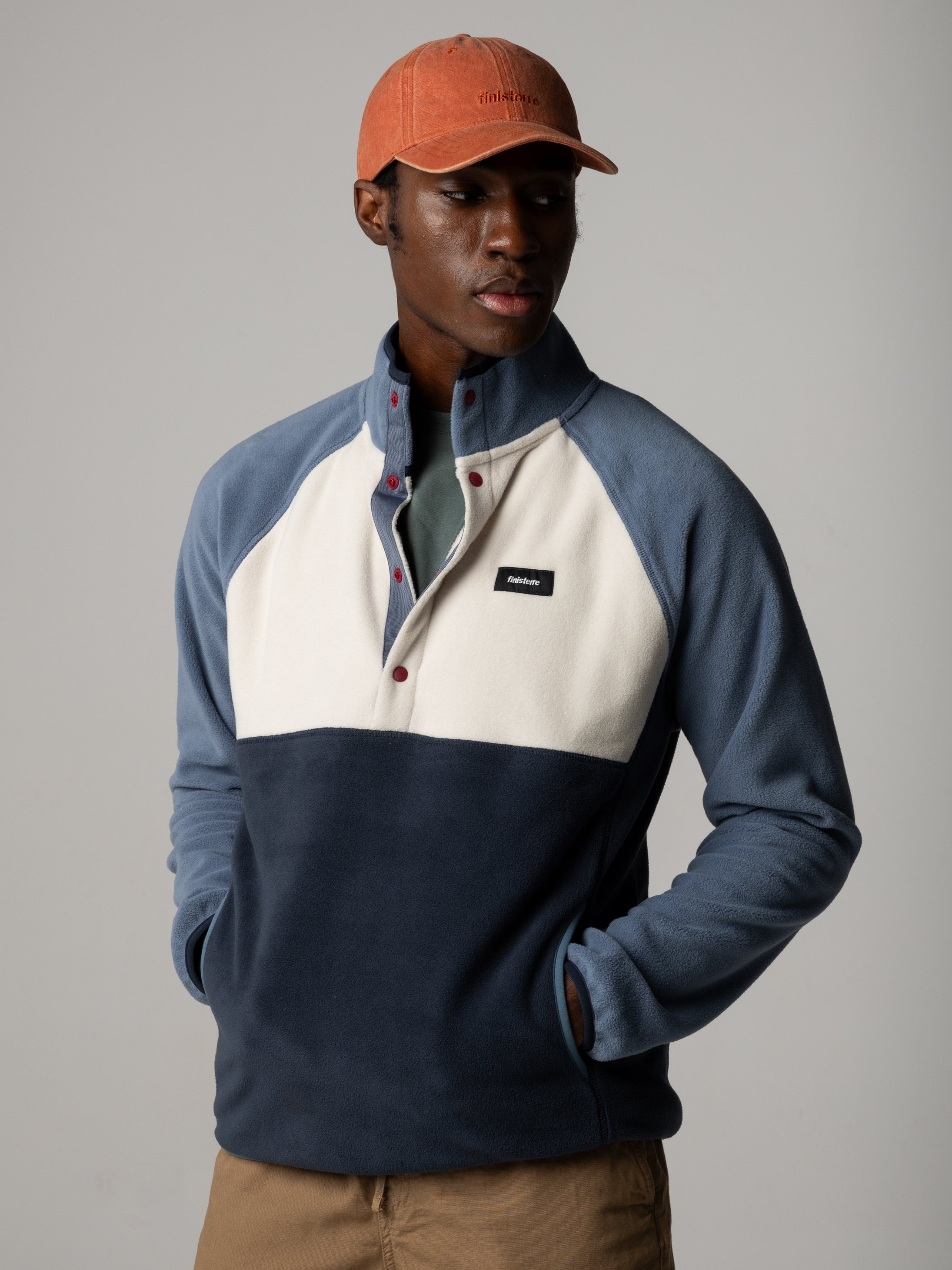 Men's Recycled 1/4 Fleece in Navy/Whitewater/Ozone Blue - Axiom