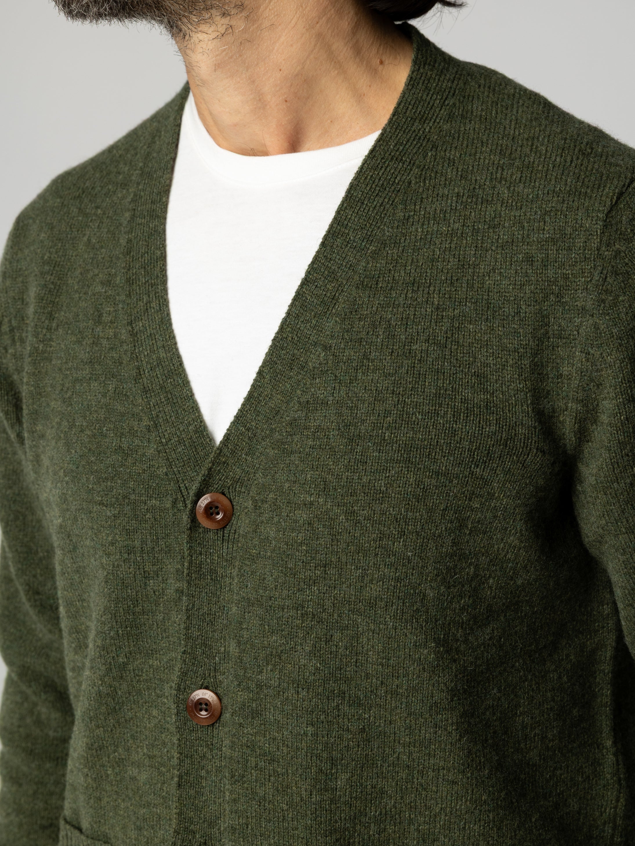 Men's Wool Cardigan in Olive - Columba | Finisterre