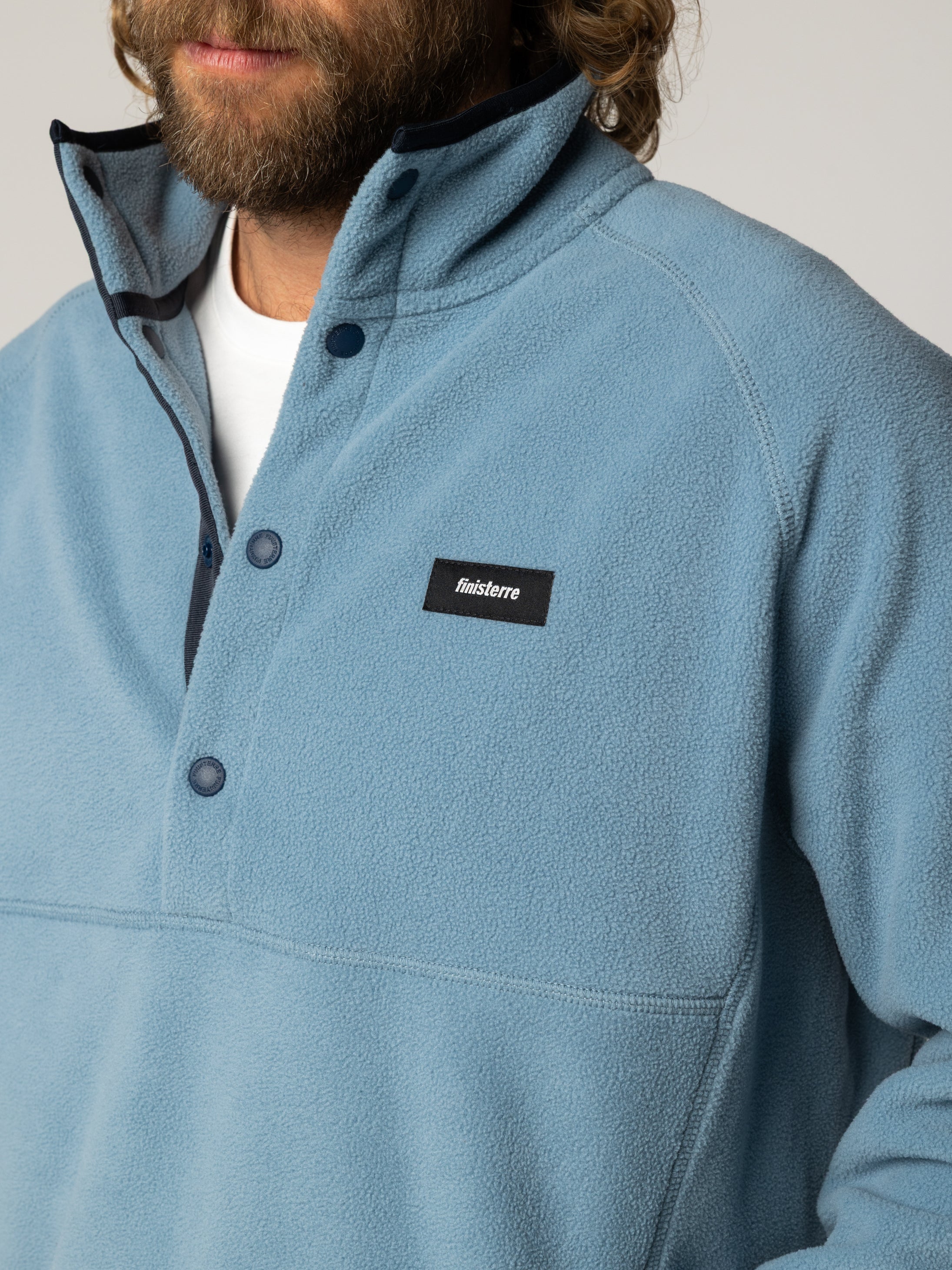 Men's Recycled 1/4 Fleece in Bay Blue - Axiom | Finisterre
