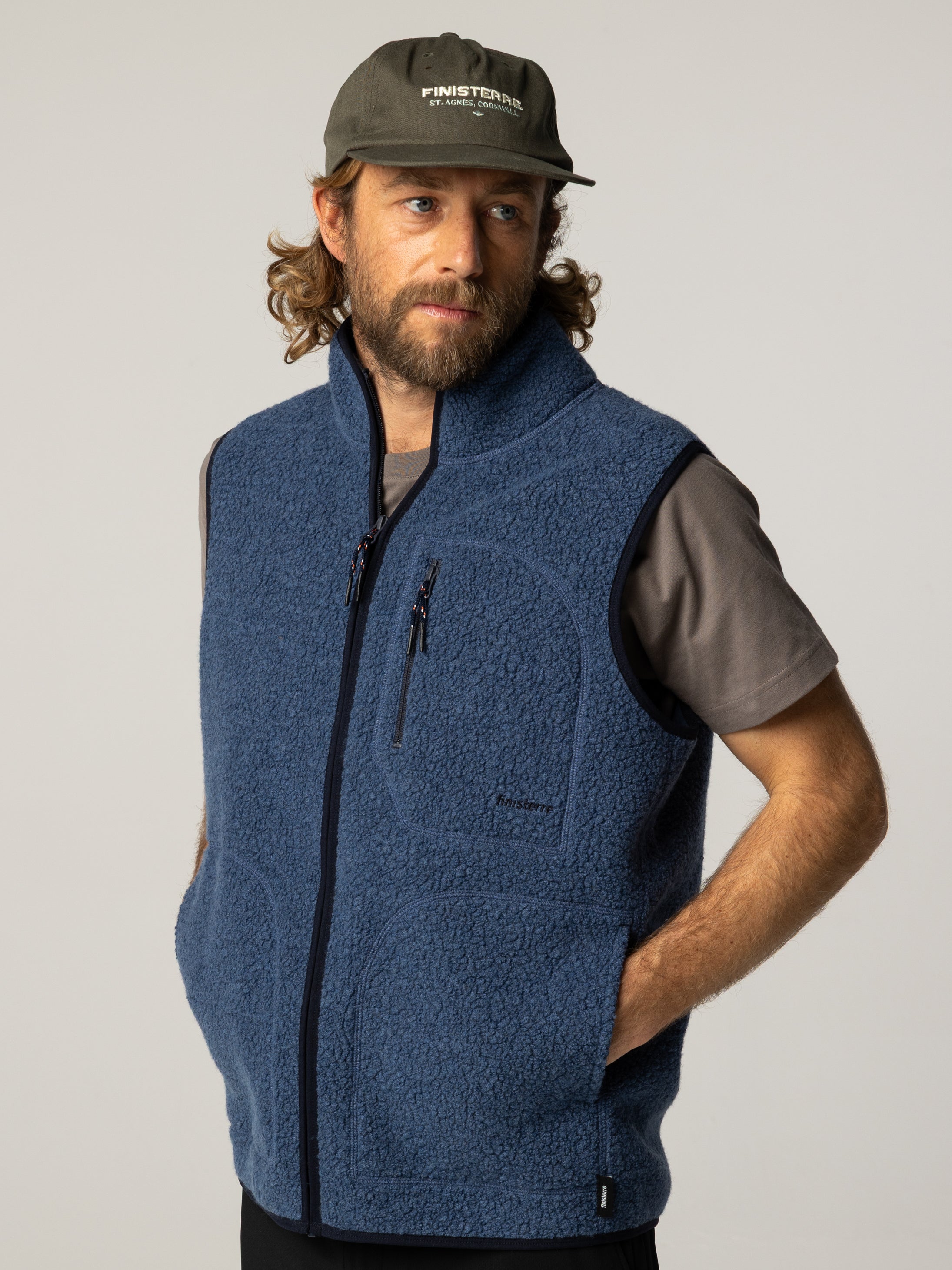 Men's Recycled Fleece Gilet in Ozone Blue - Portell | Finisterre