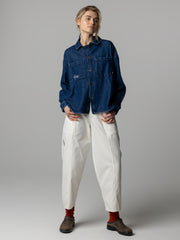 Women's Floral Marine Denim Shirt