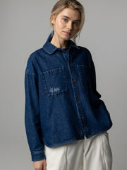 Women's Floral Marine Denim Shirt