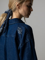 Women's Floral Marine Denim Shirt