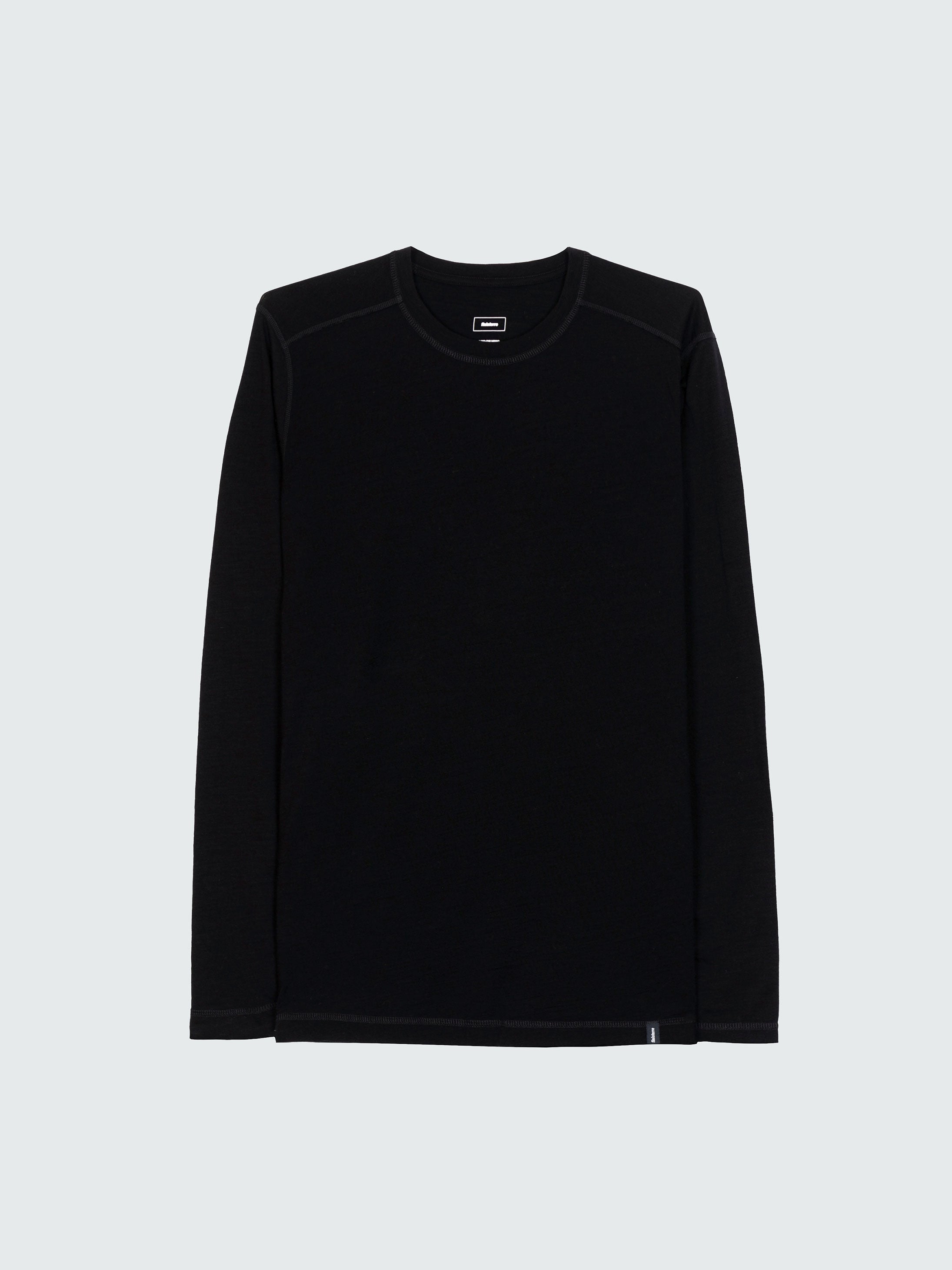 Men's Eddy 2.0 Merino Wool Long Sleeve Base Layer in Black | Finisterre