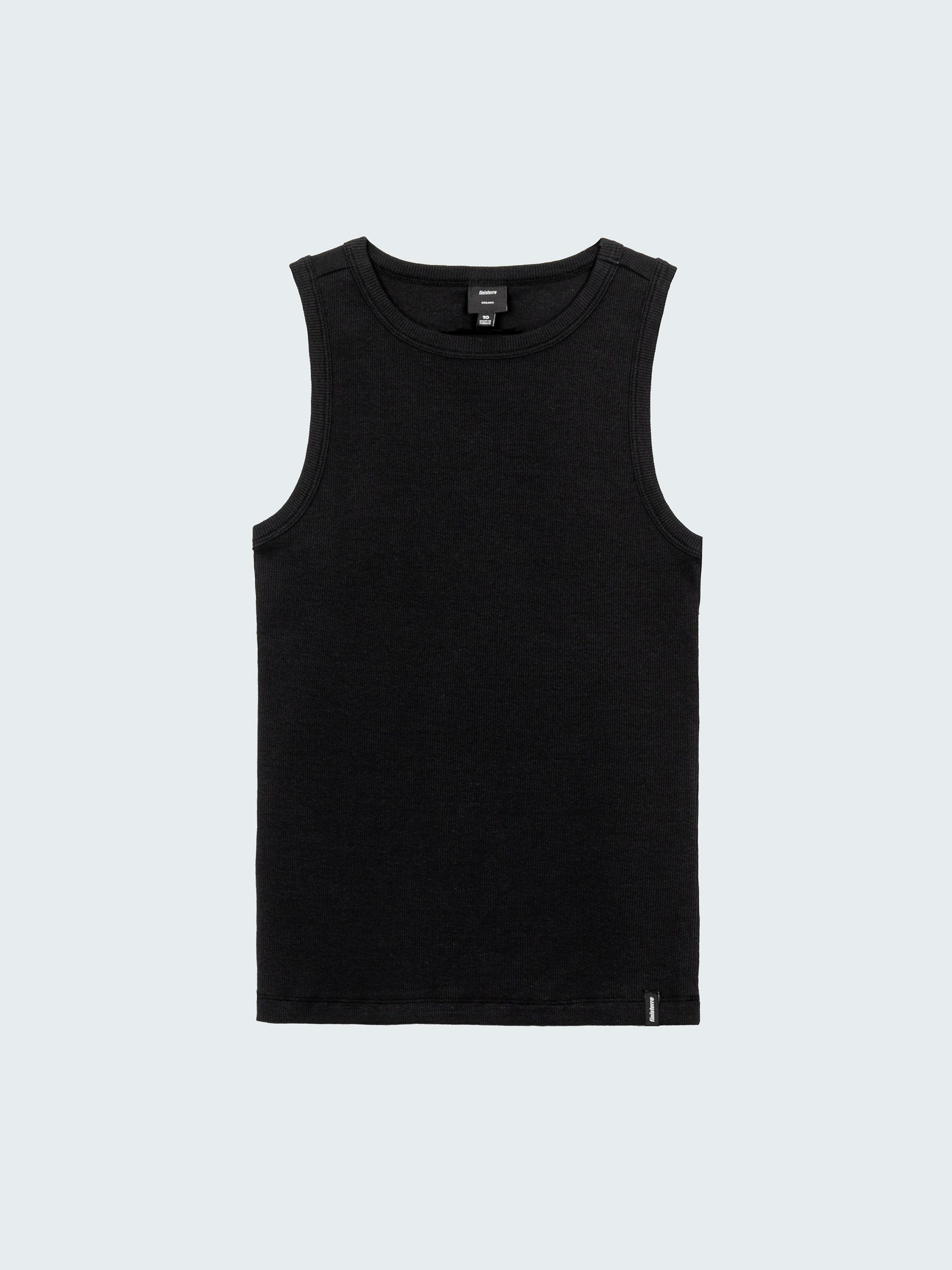 Women's Organic Black Ribbed Vest - Powes | Finisterre