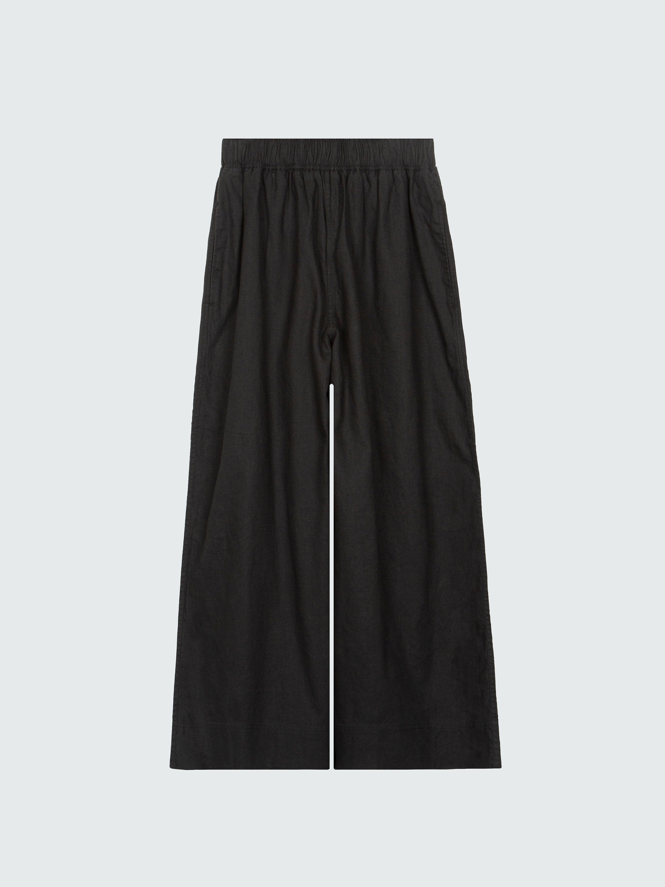 Women's Black High-Waist Hemp Culottes - Morva | Finisterre