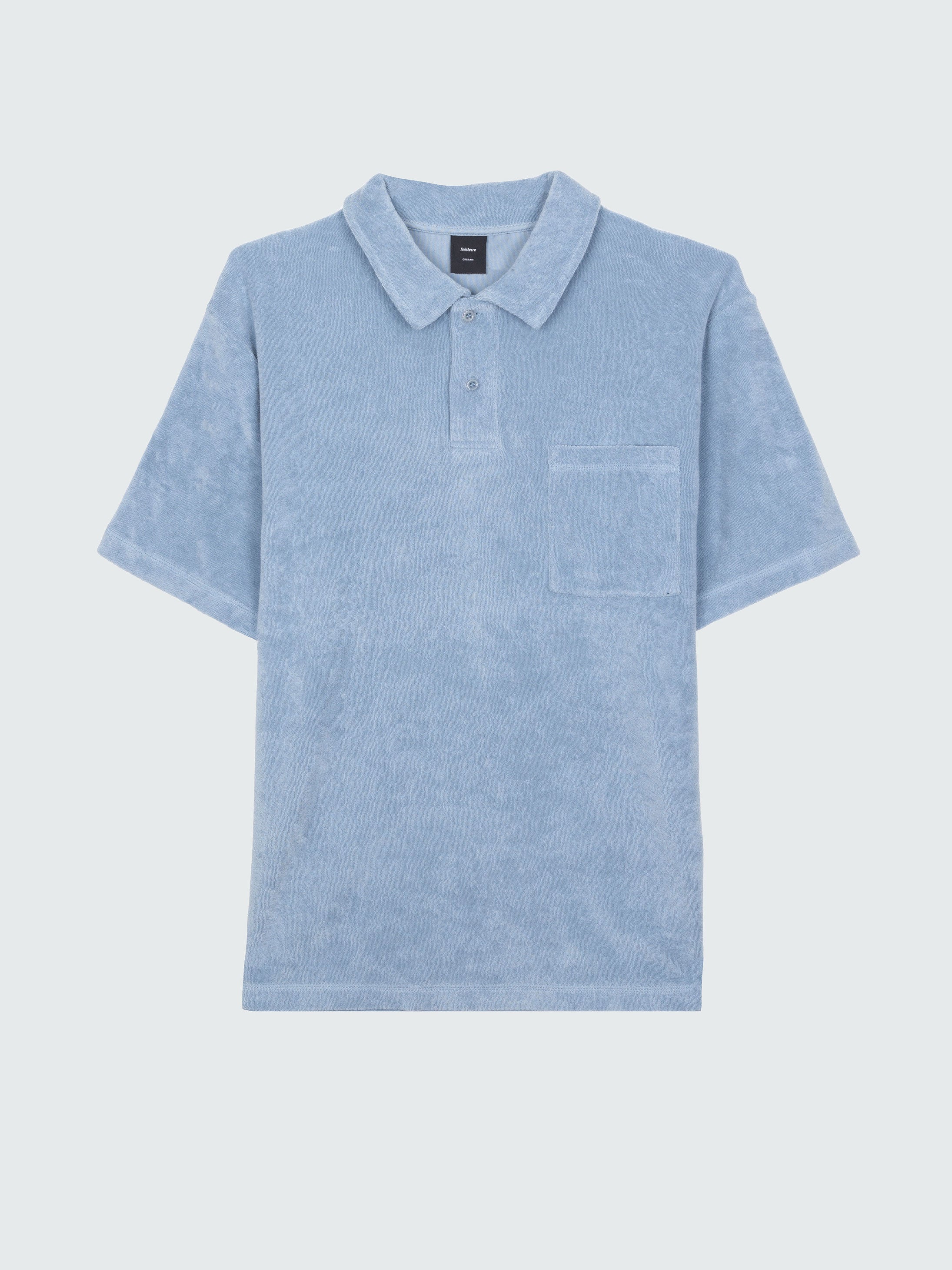 Men's Sky Blue Organic Towelling Polo Shirt - Otis | Finisterre